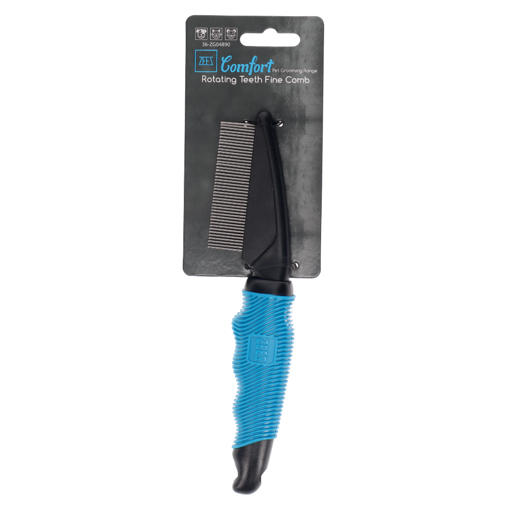 Zeez Comfort Rotating Teeth Fine Small Pet Comb