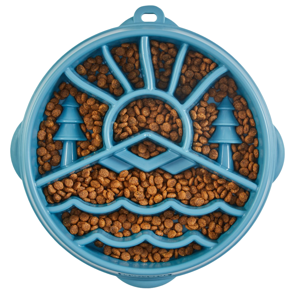 Outward Hound Fun Feeder Mountain Blue Slow Feeder Dog Bowl