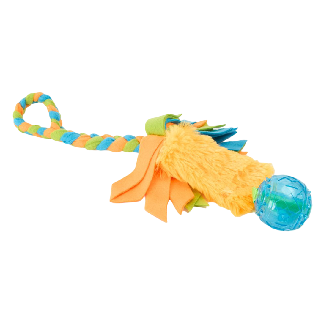 Paws For Life Tpr Ball With Braided Fleece Rope Dog Tug Toy