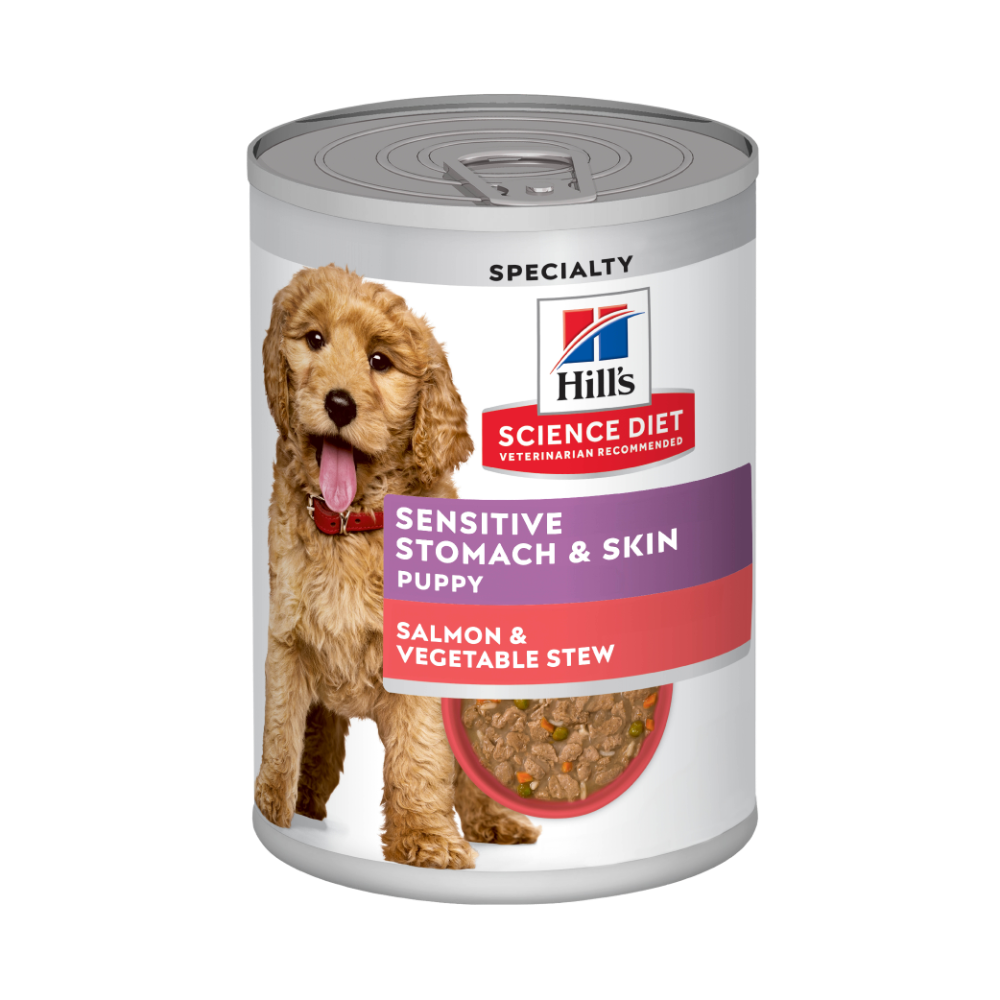 Hills Science Diet Sensitive Stomach & Skin Salmon Puppy Wet Dog Food Cans