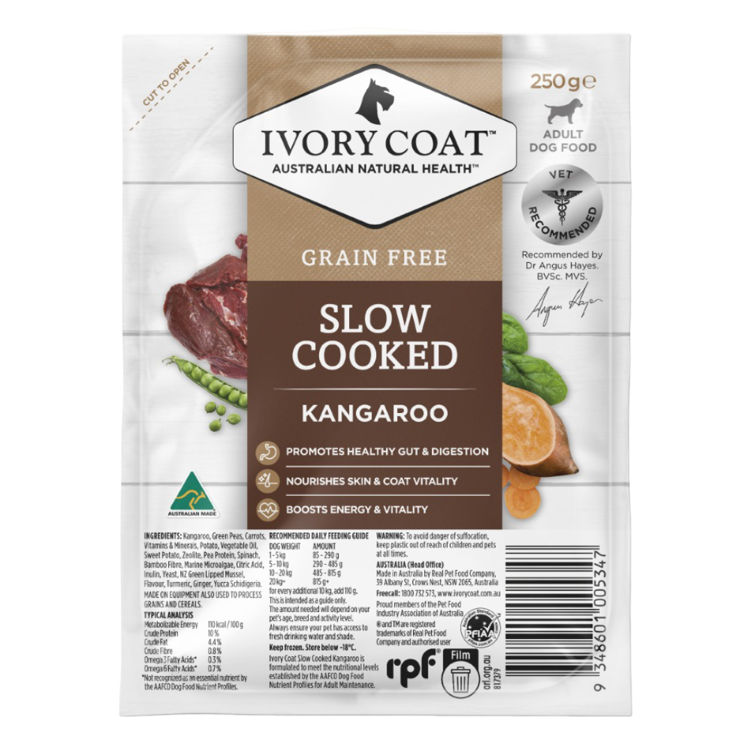 Ivory Coat Slow Cooked Kangaroo Grain Free Adult Frozen Dog Food