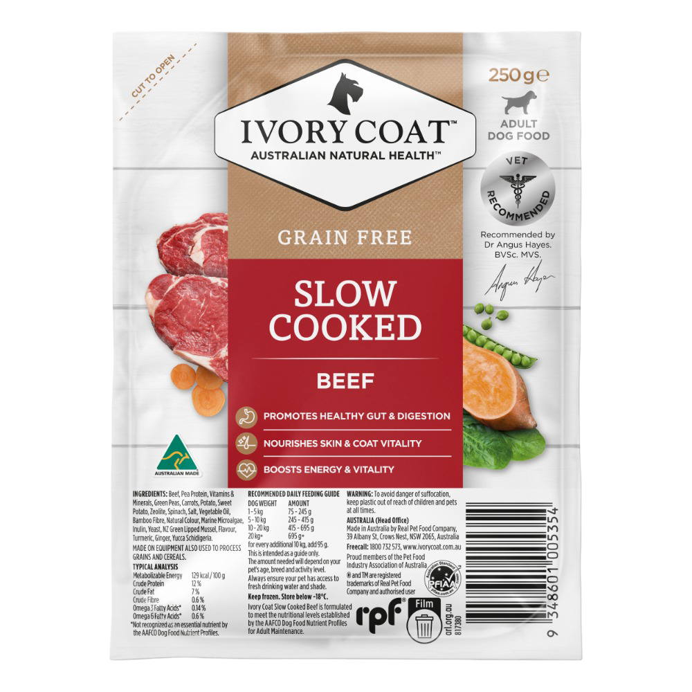 Ivory Coat Slow Cooked Meal Beef Grain Free Adult Frozen Dog Food