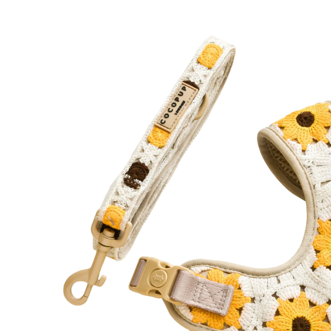 Cocopup London Classic Dog Lead in Sunflower Patch Crochet