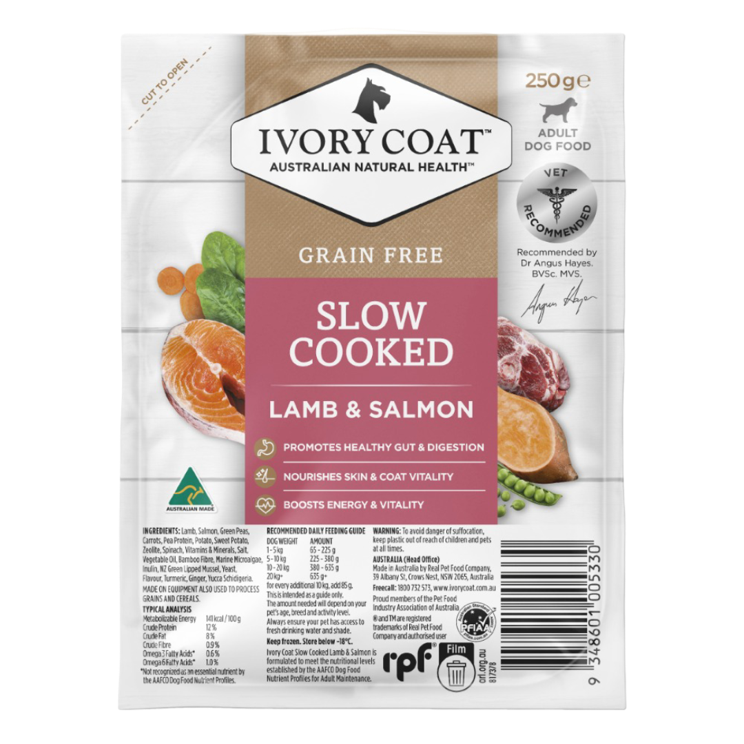 Ivory Coat Slow Cooked Lamb Salmon Grain Free Adult Frozen Dog Food