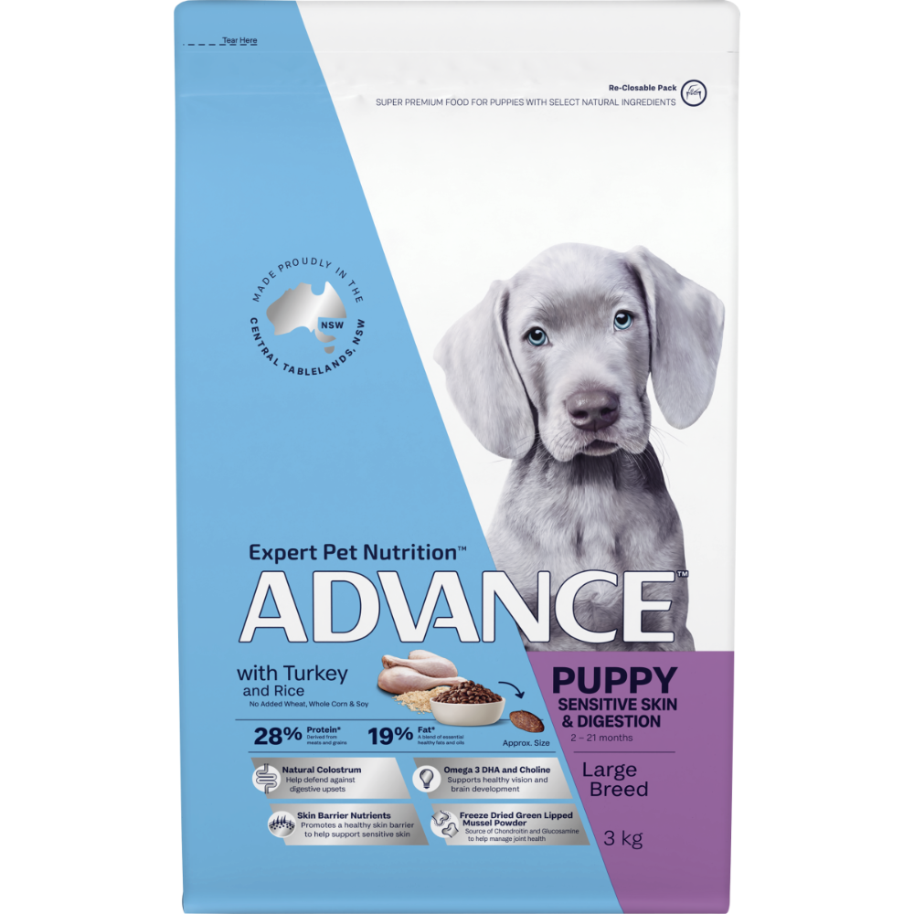 PUPPY LARGE BREED TURKEY AND RICE DRY DOG FOOD 3KG Image