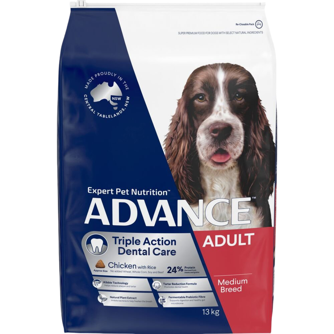 Triple Action Dental Care Medium Adult Dry Dog Food Chicken With Rice