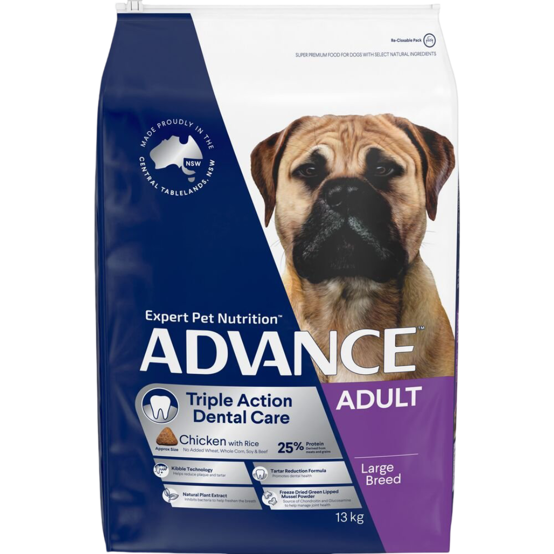 Triple Action Dental Care Large Adult Dry Dog Food Chicken With Rice