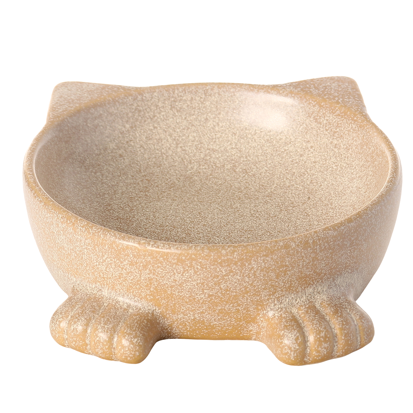Paws For Life Cat Shaped Ceramic Pet Bowl in Natural White