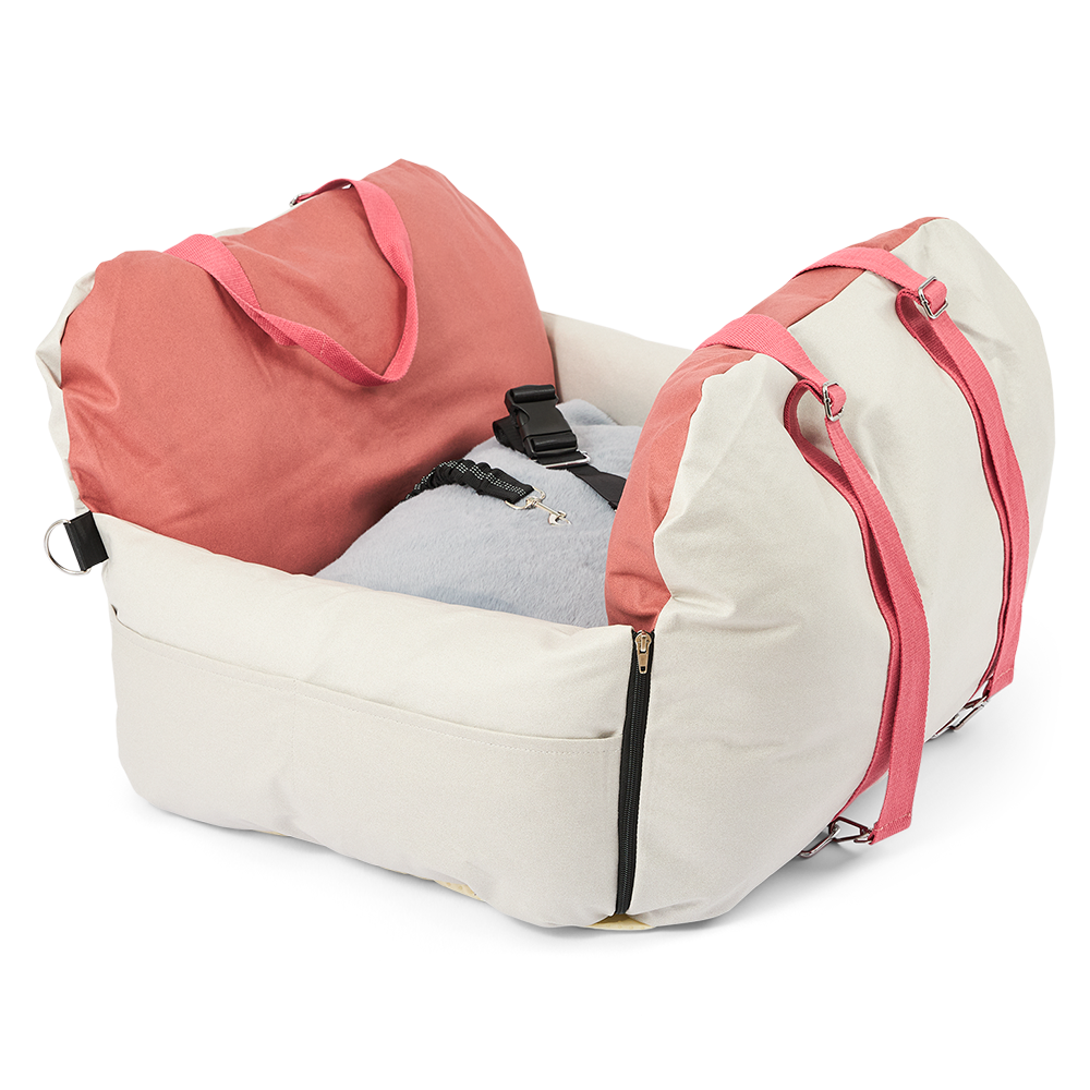Paws For Life Dog Travel Car Seat Bed Faux Leather Red