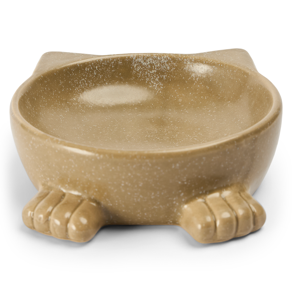 Paws For Life Cat Shaped Ceramic Pet Bowl Grey