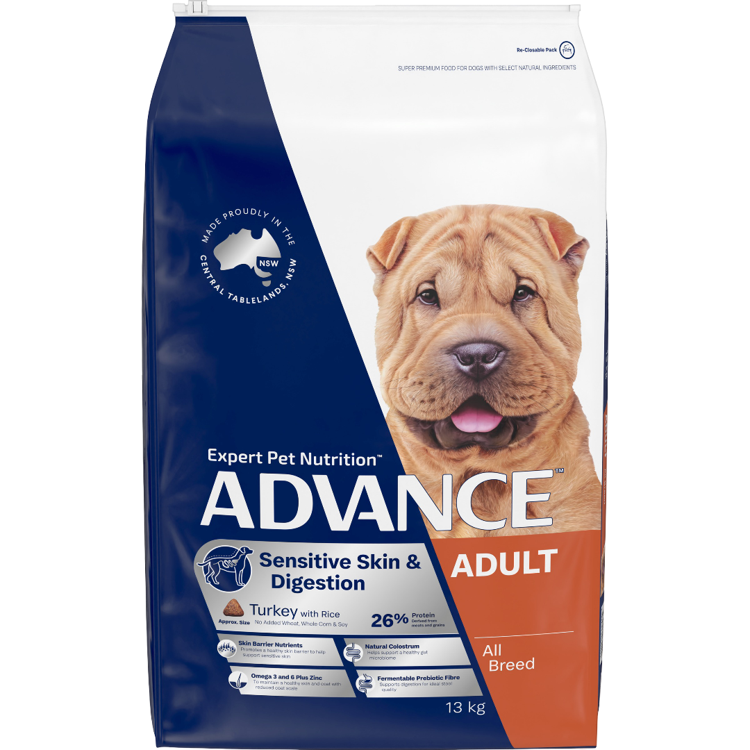 Advance Sensitive Skin And Digestion Adult Dry Dog Food Turkey With Rice