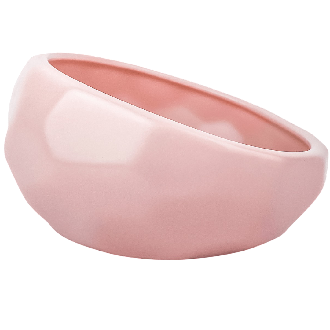Barkley And Bella Ceramic Dog Bowl Honeycomb Blush Pink