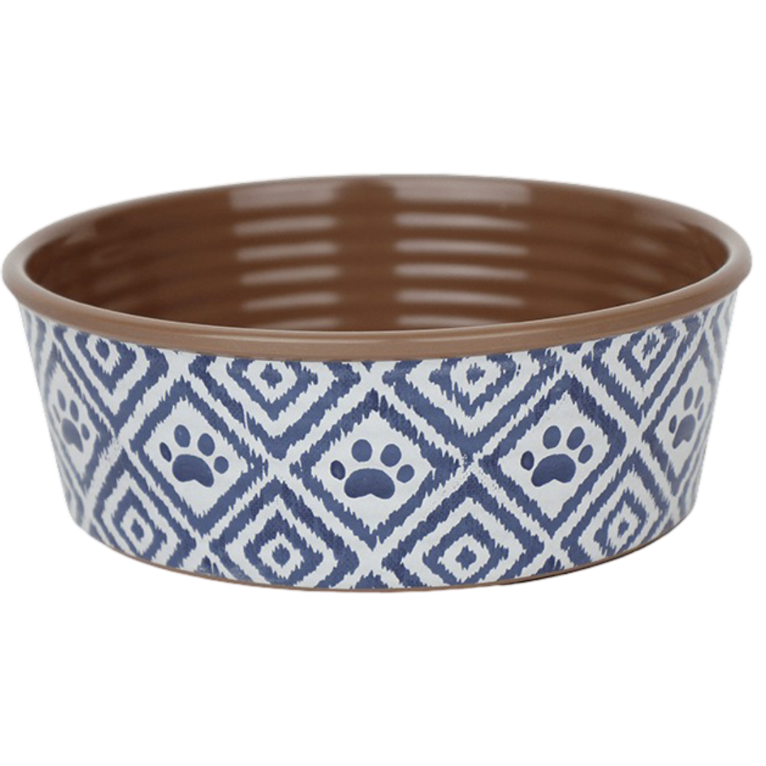 Barkley And Bella Melanine Dog Bowl Ikat Indigo