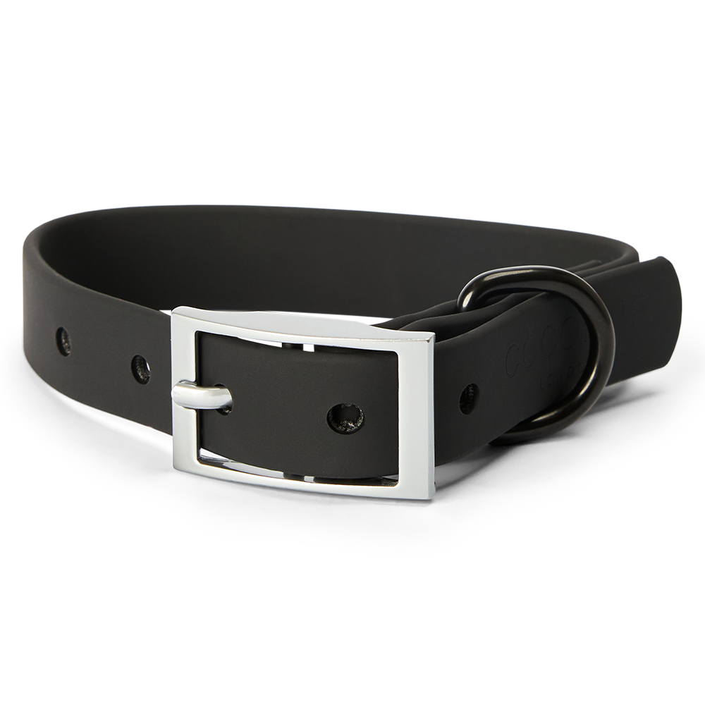 Cocopup London Nakd Waterproof Dog Collar in Liquorice Black