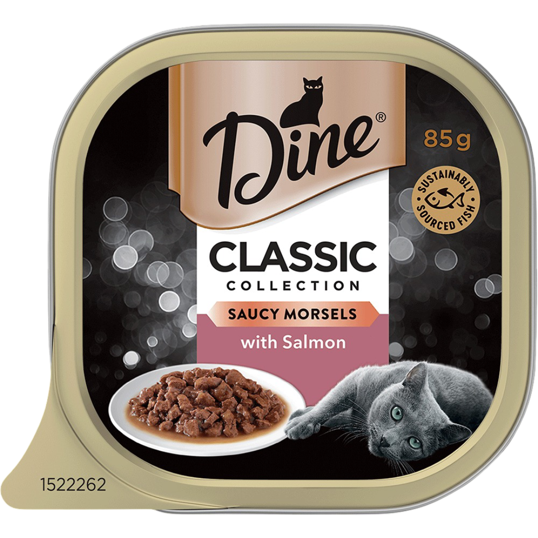 Dine Classic Collection Saucy Morsels Salmon Adult Wet Cat Food Tray