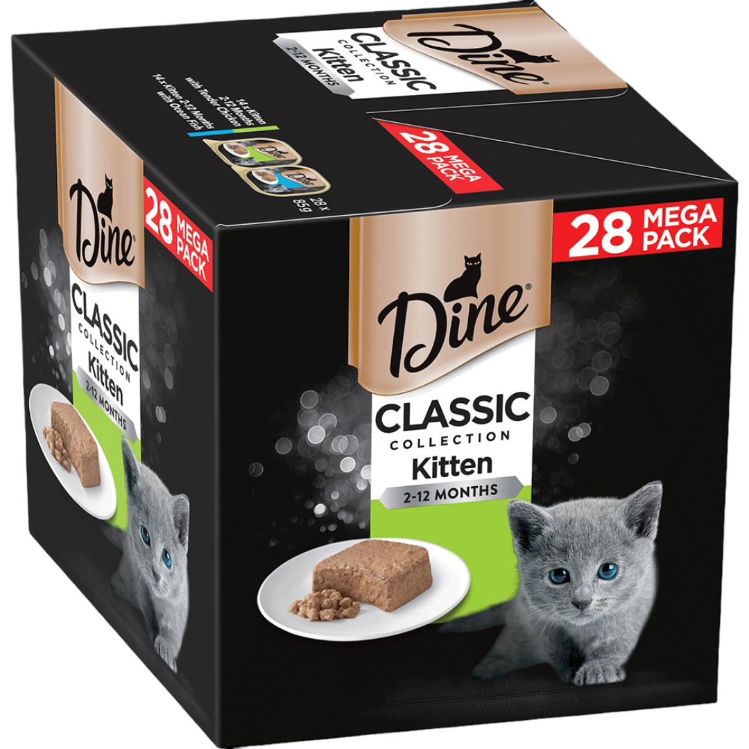 Dine Multipack Tender Chicken and Ocean Fish Kitten Wet Food Trays