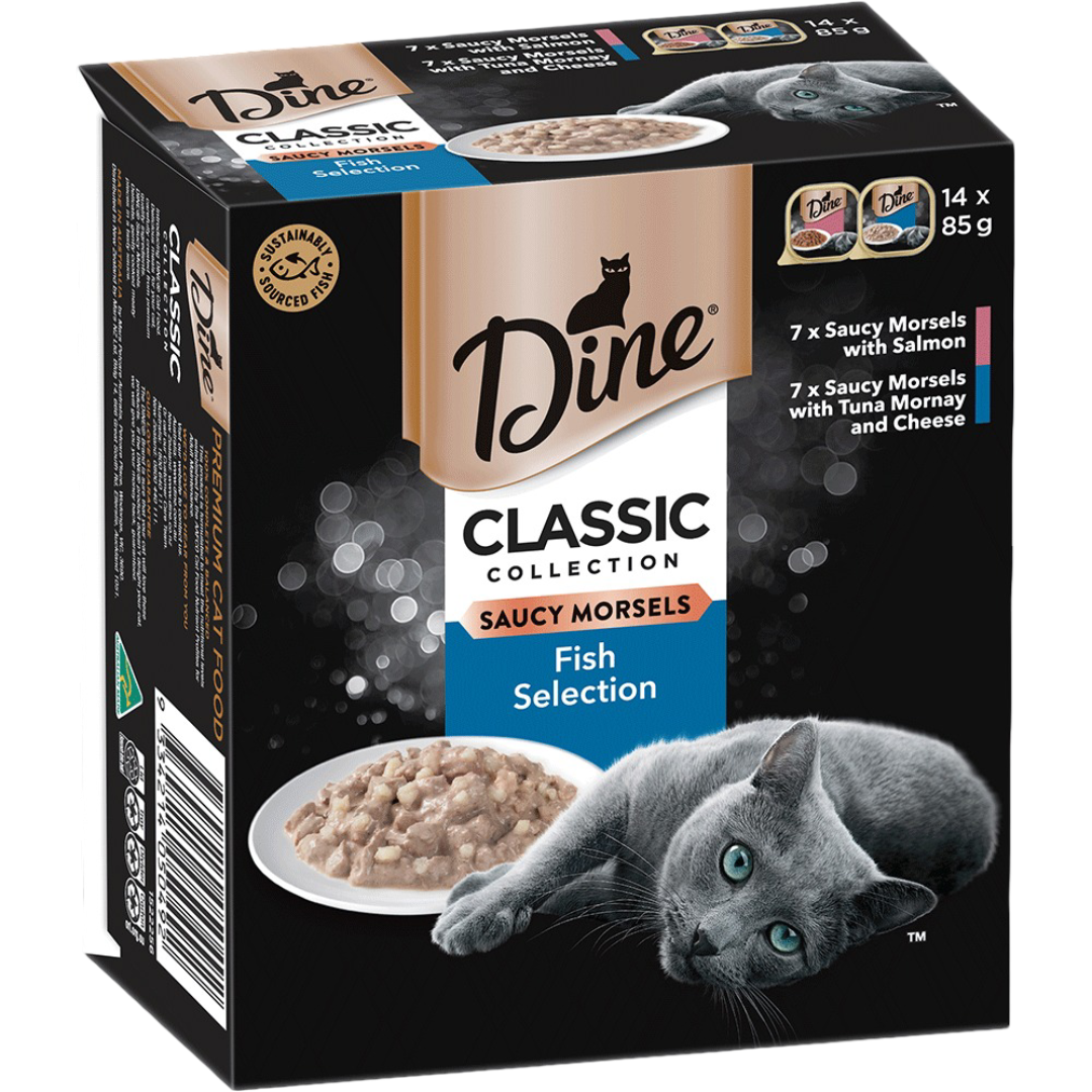Dine Classic Collection Saucy Morsels Fish Selection Adult Wet Cat Food Tray