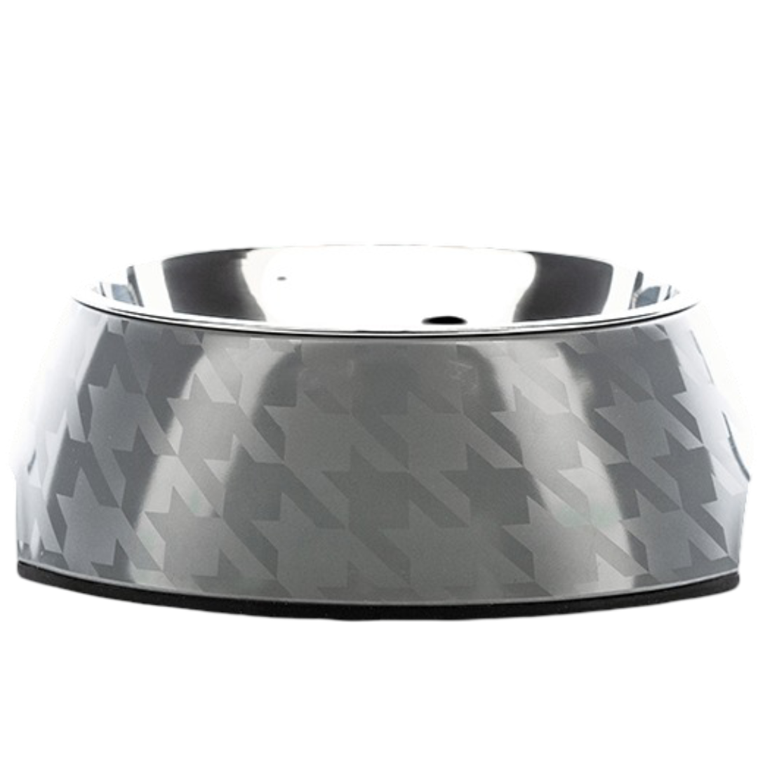 Houndztooth Chic Silver Houndz Dog Bowl
