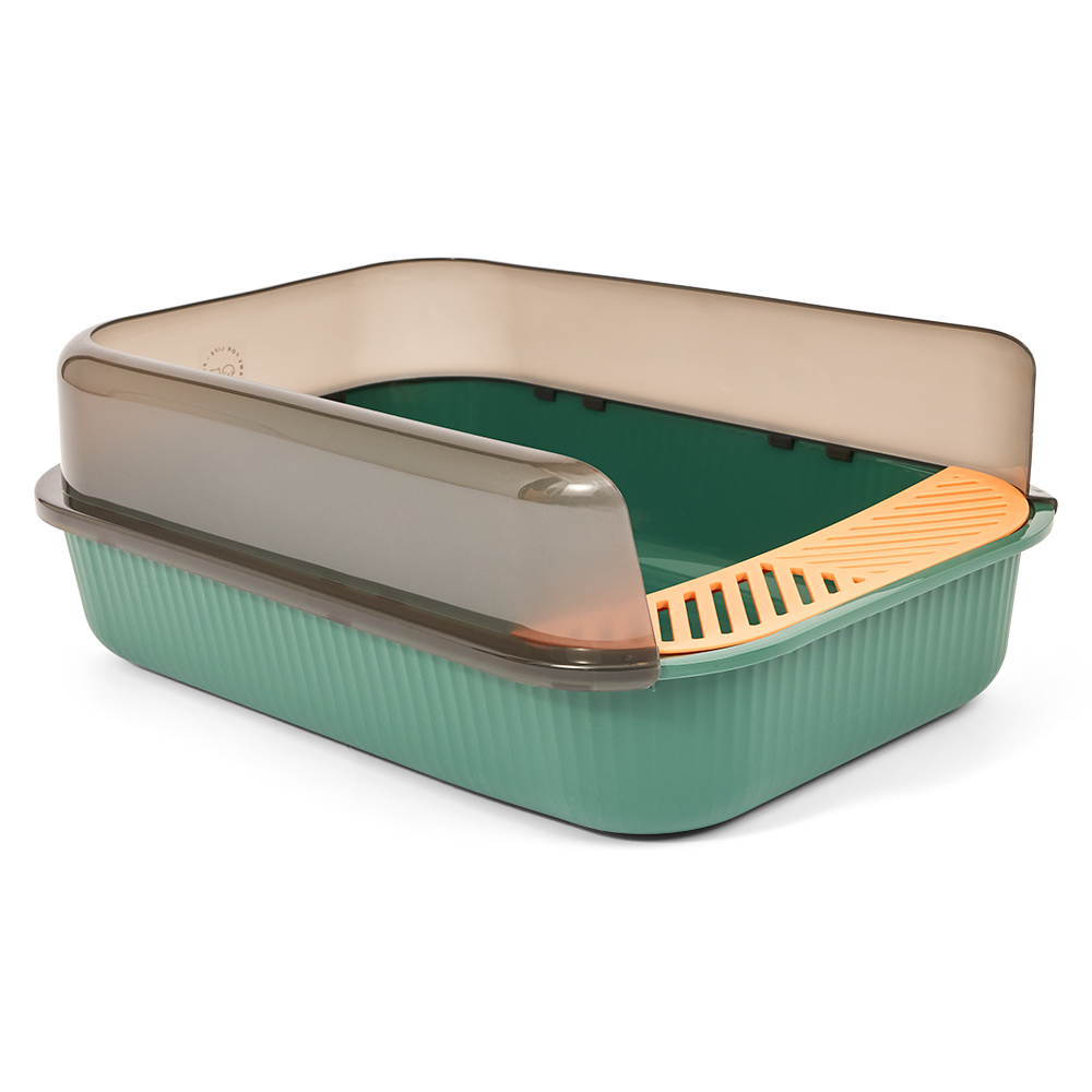 Semi Enclosed Cat Litter Box Dark Green