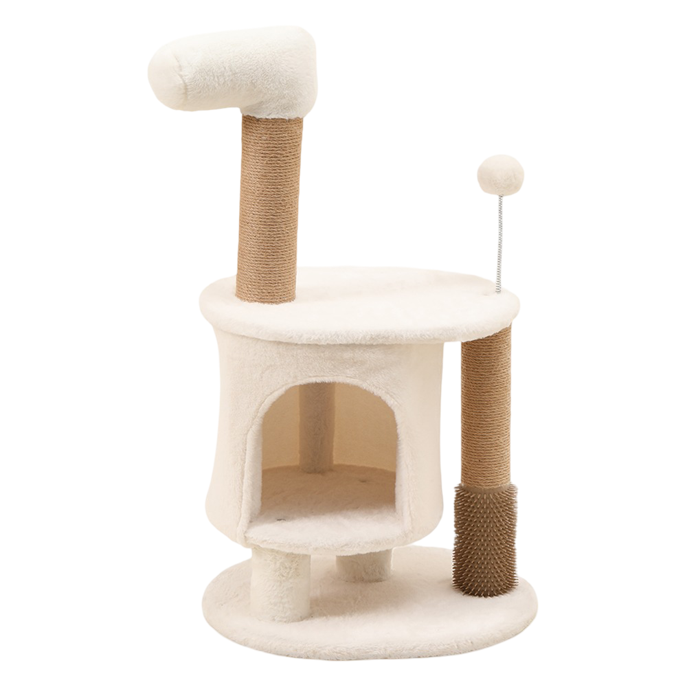 Paws For Life Cat Scratching Tower in White Velvet
