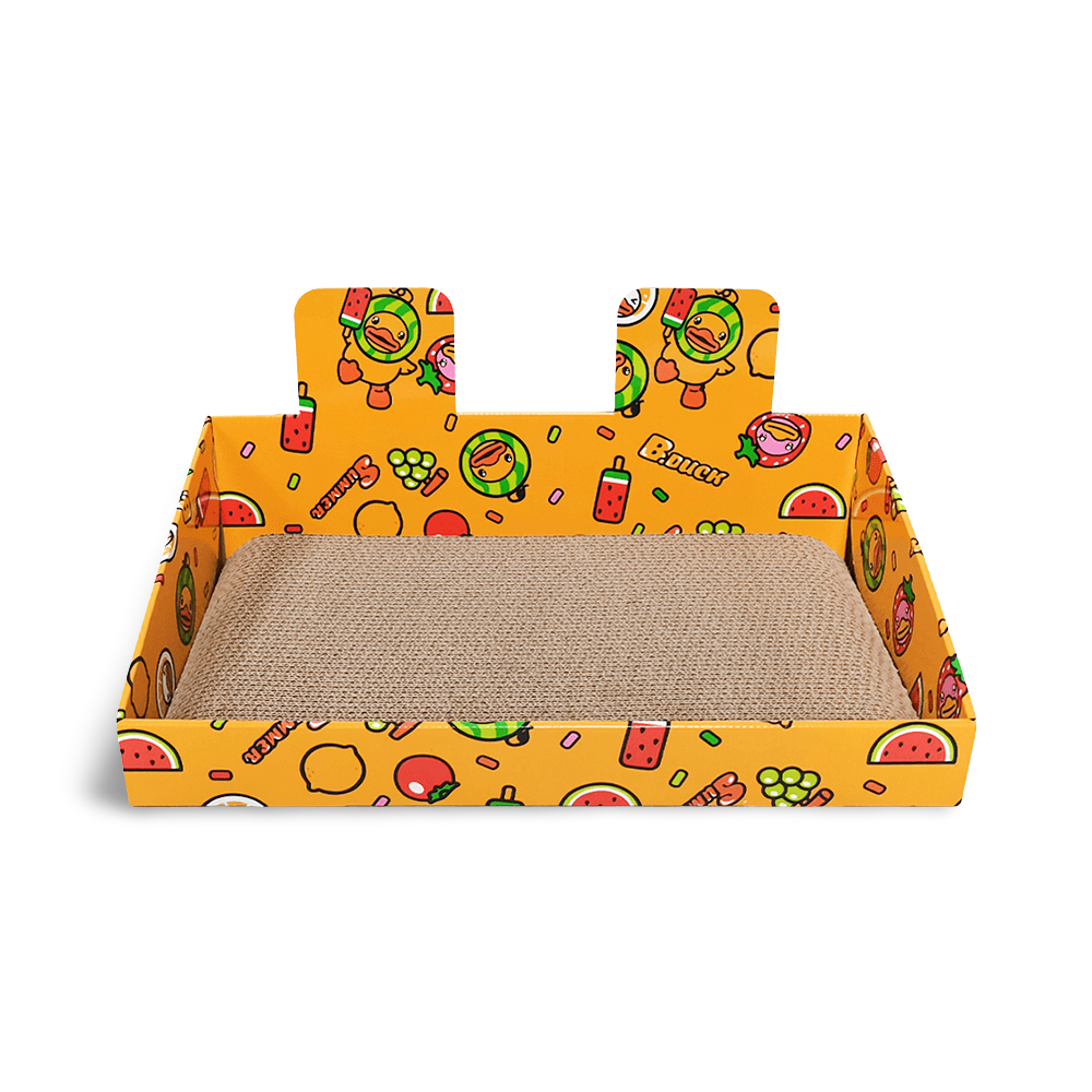 ZODIAC Yellow Cartoon Fruit Box Corrugated Cardboard Cat Scratcher 51x31x25.5cm