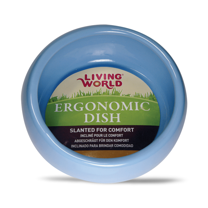 Living World Ceramic Ergonomic Blue Bowl For Small Animals