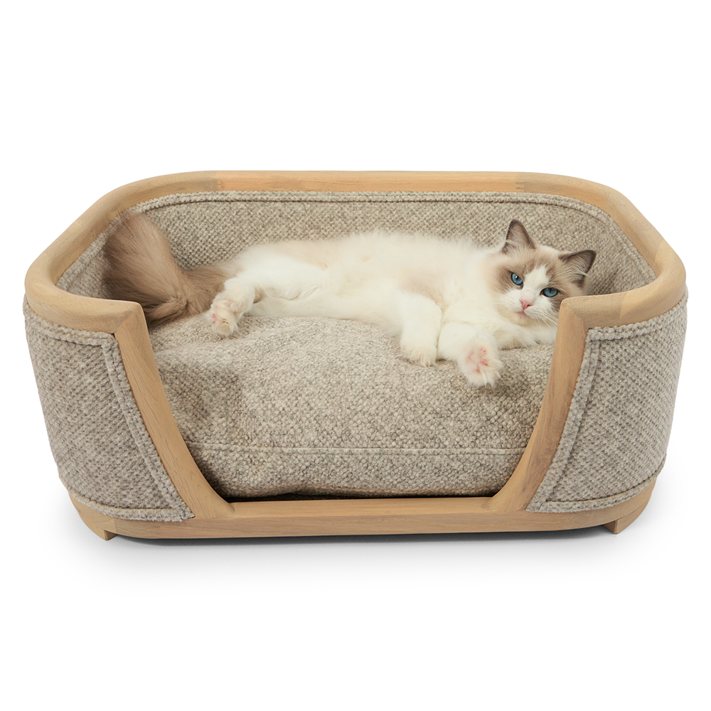 Nujiao Oak Wood Frame Pet Bed Grey