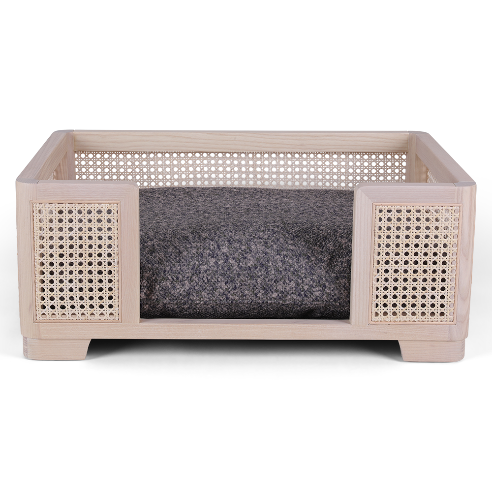Nujiao Rectangle Oak Wood Pet Bed Natural