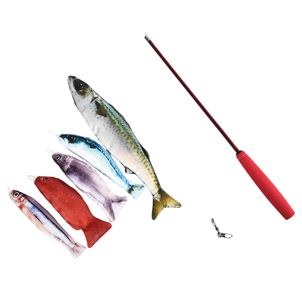 Paws For Life Cat Go Fish Teaser Wand with Swappable Fish Toys