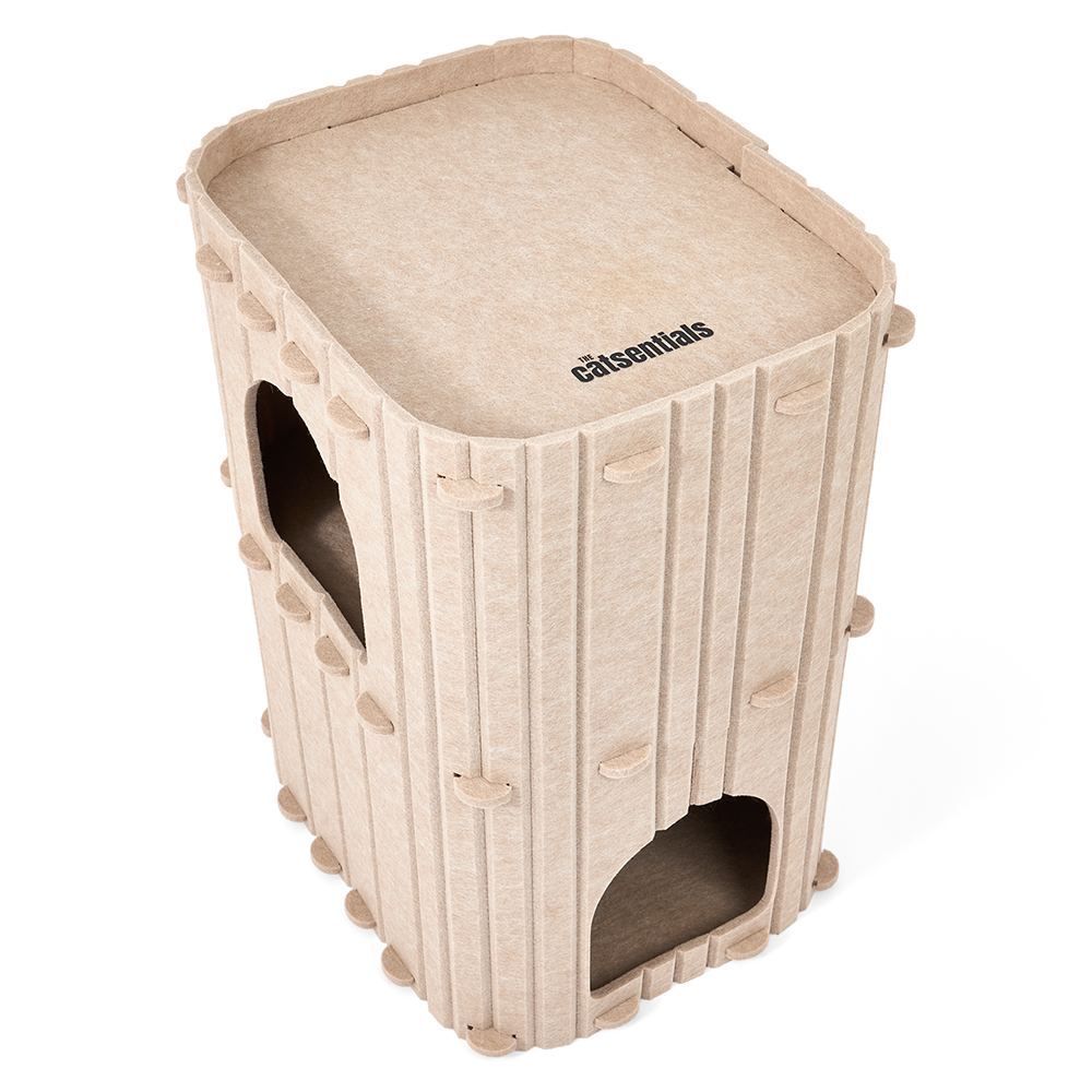 The Catsentials Double Storey Felt Cat Bed Beige