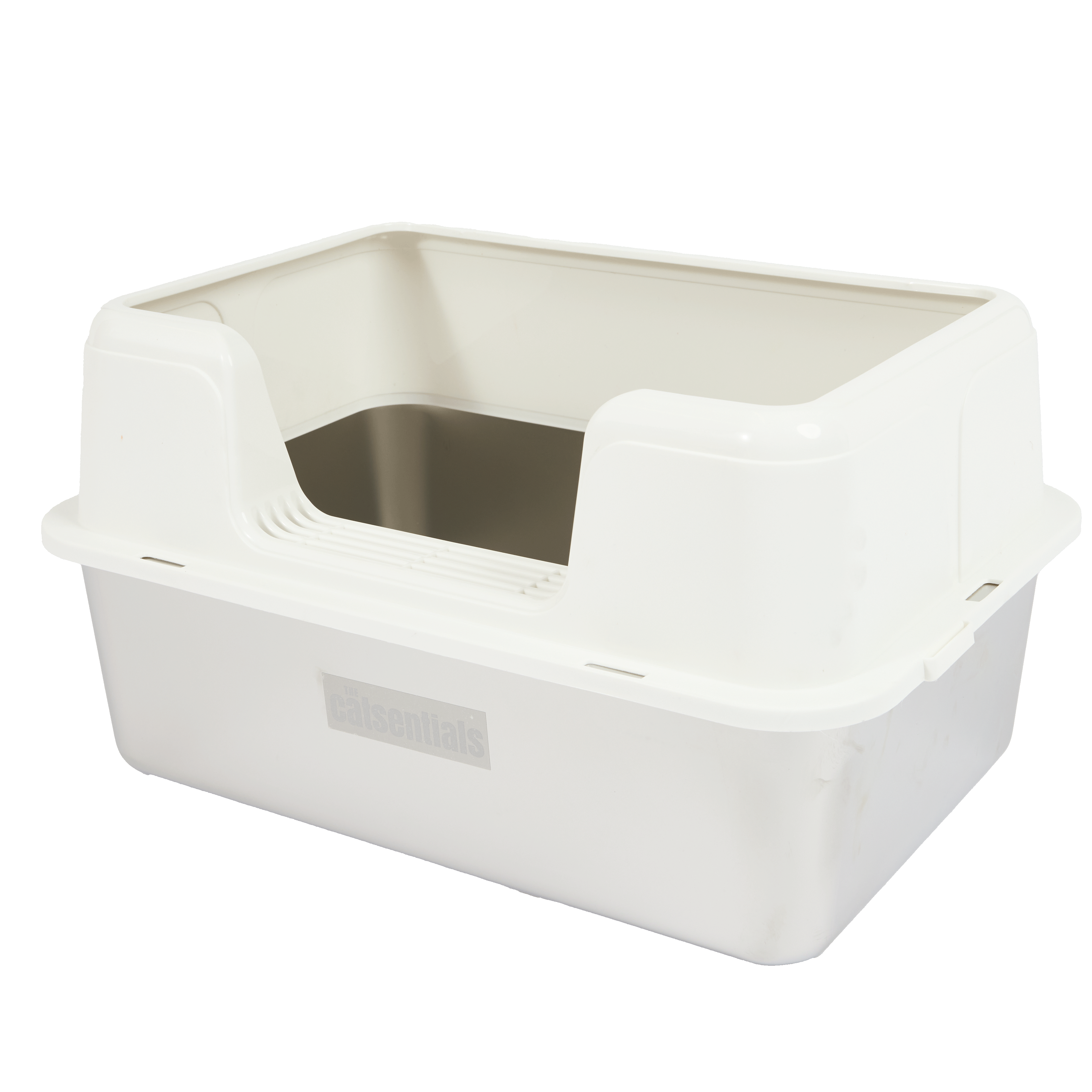 The Catsentials Front Opening Stainless Steel Cat Litter Box White