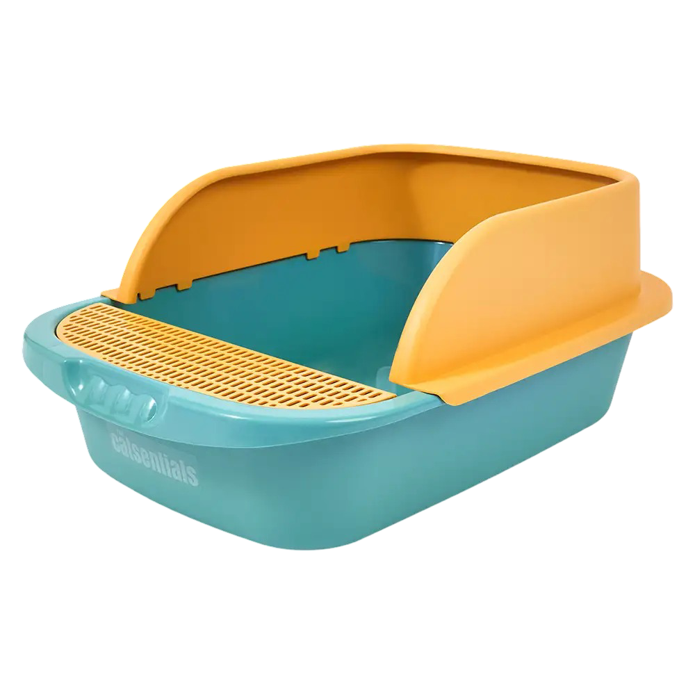 The Catsentials Large Semi Enclosed Cat Litter Box Green