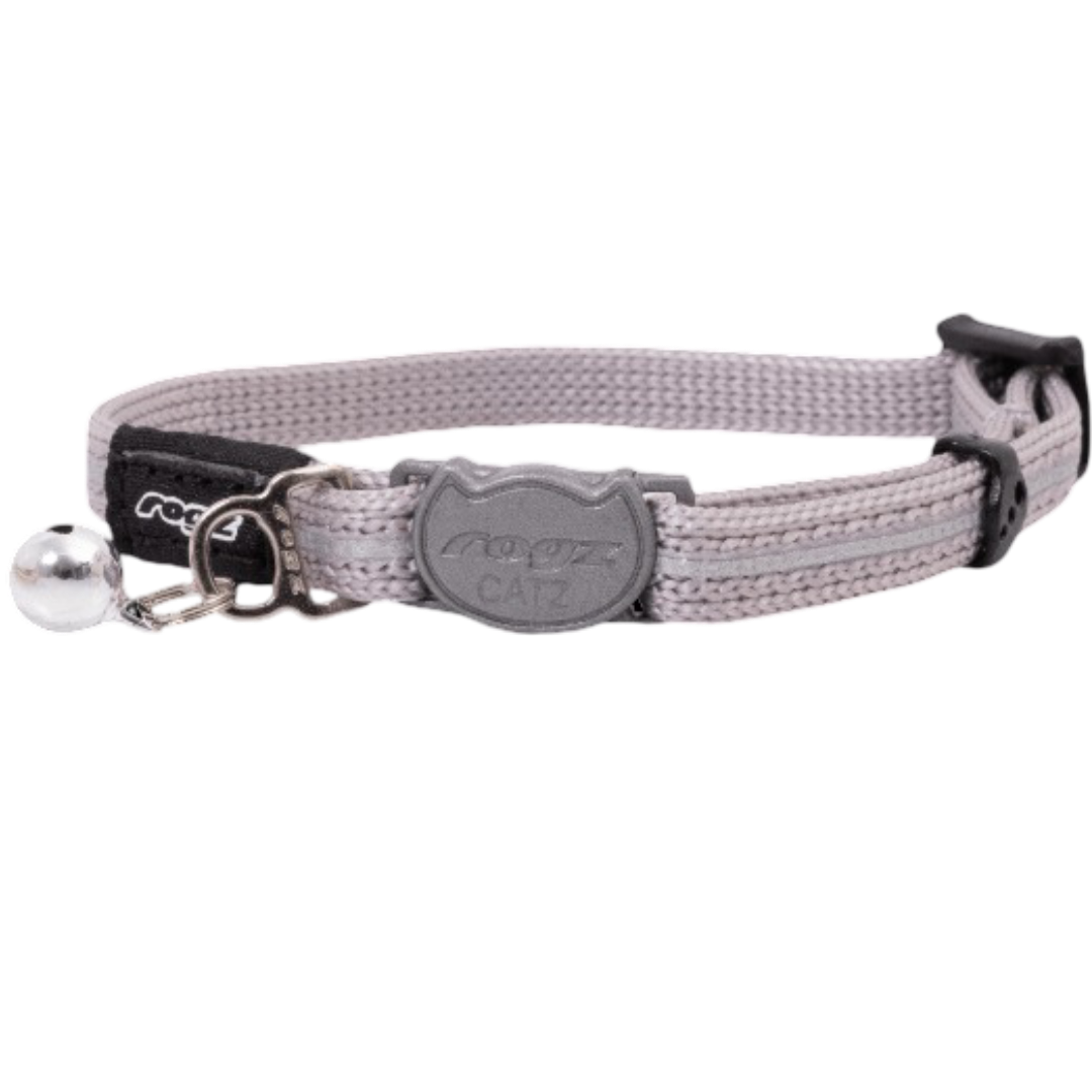 Rogz Safeloc Alley Cat Collar in Silver