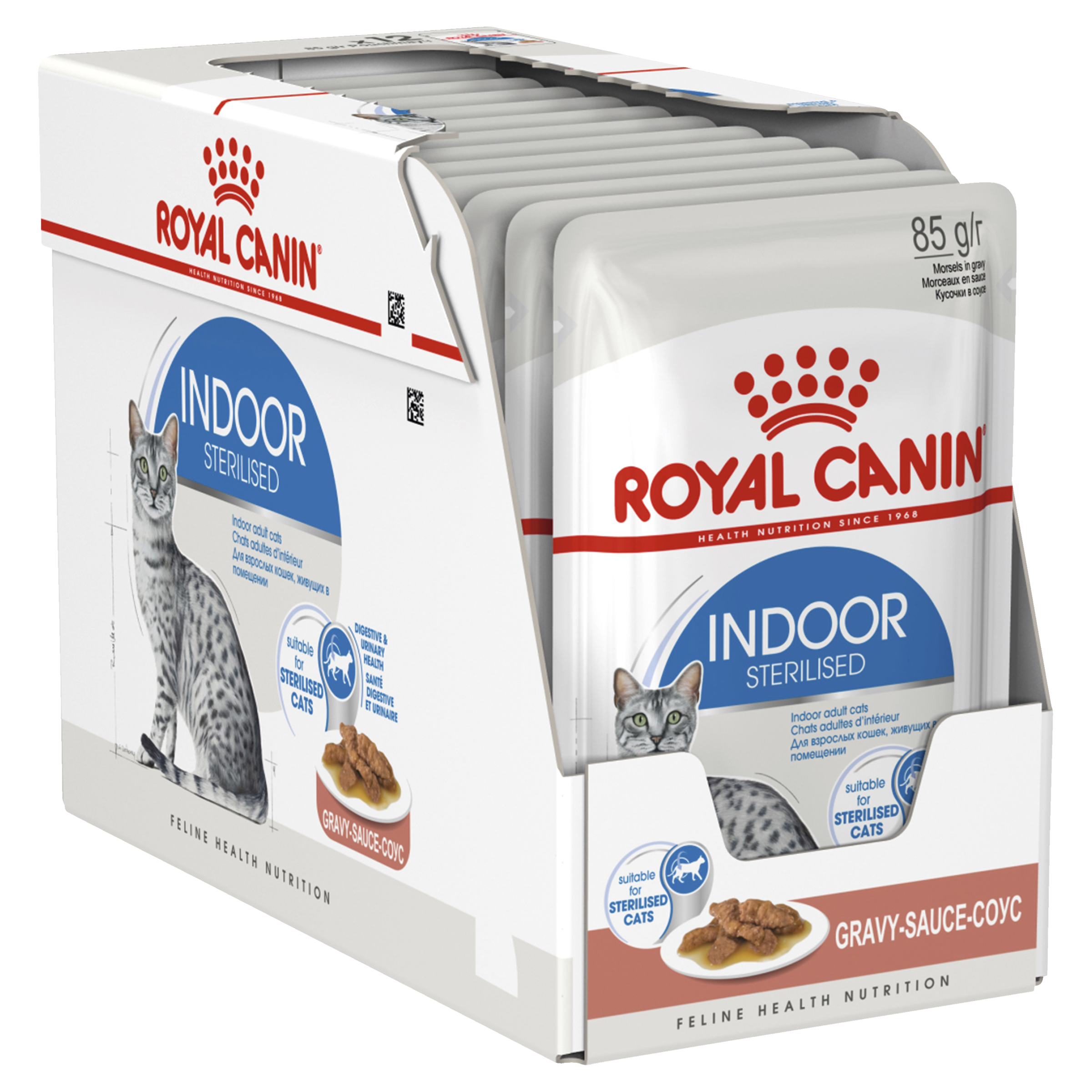 INDOOR ADULT GRAVY WET CAT FOOD POUCHES 12 X 85G Image