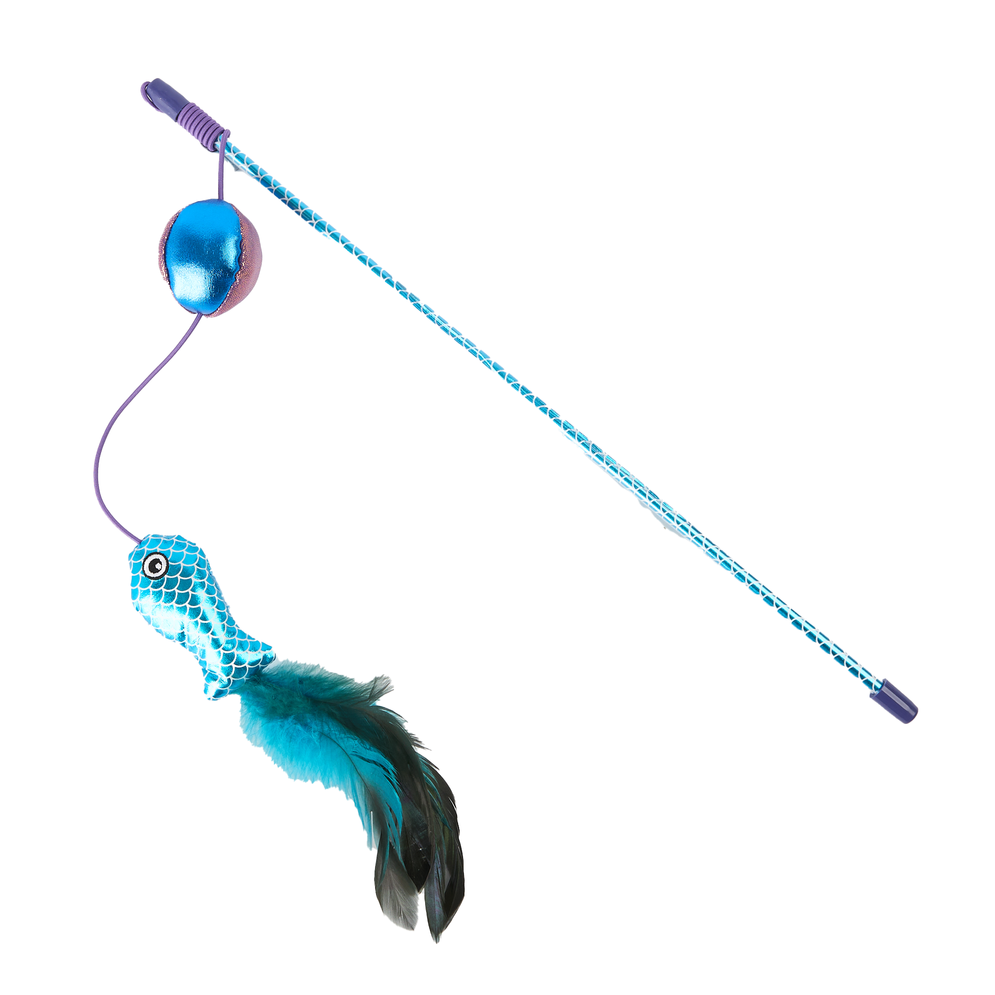 The Catsentials Metallic Fish Teaser With Ball And Feather Cat Toy