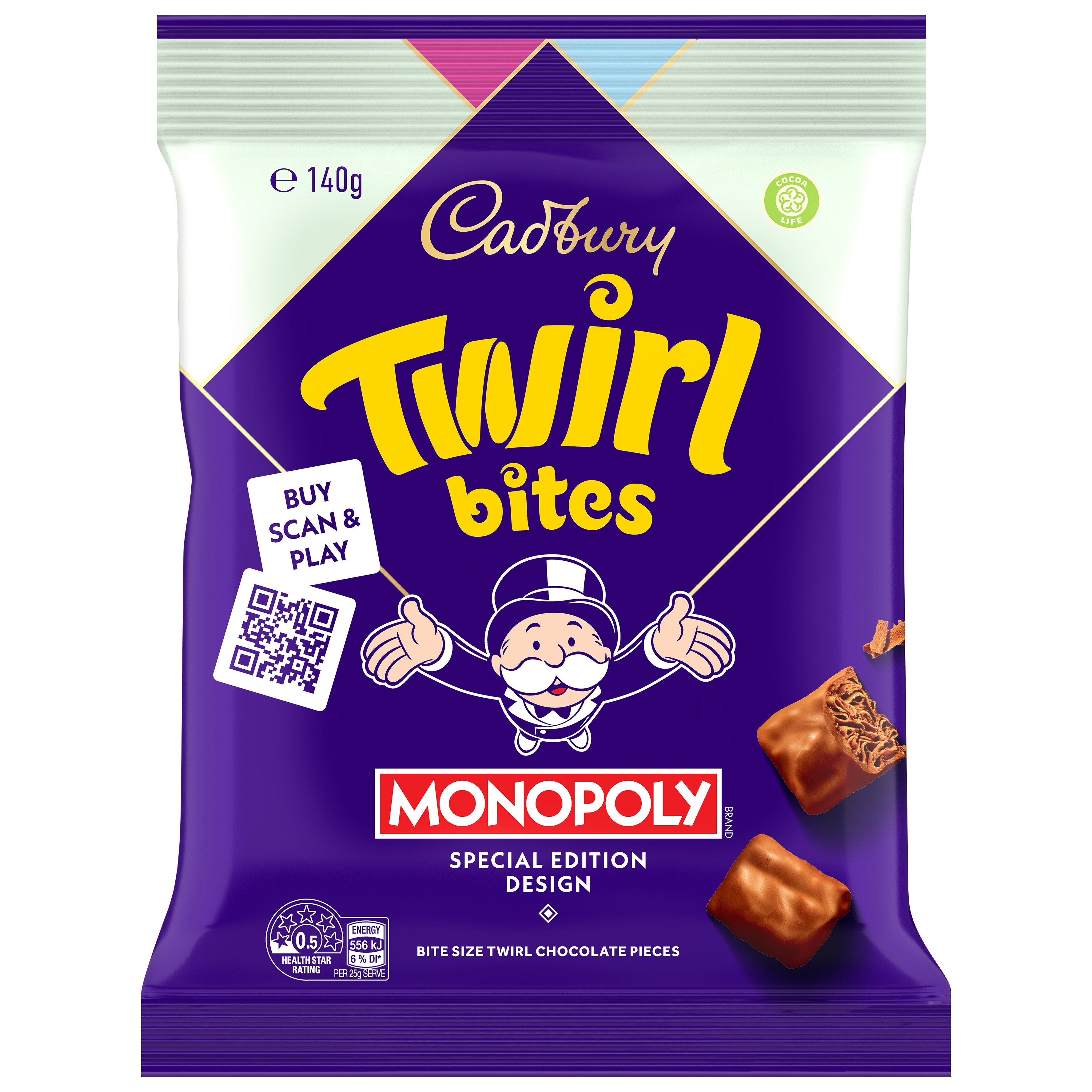 Cadbury Twirl Milk Chocolate Bites Snack & Share Bag 140g