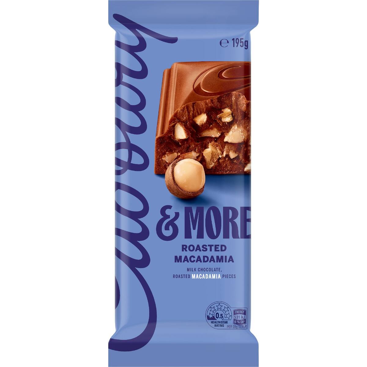 Cadbury & More Roasted Macadamia Chocolate Block 195g