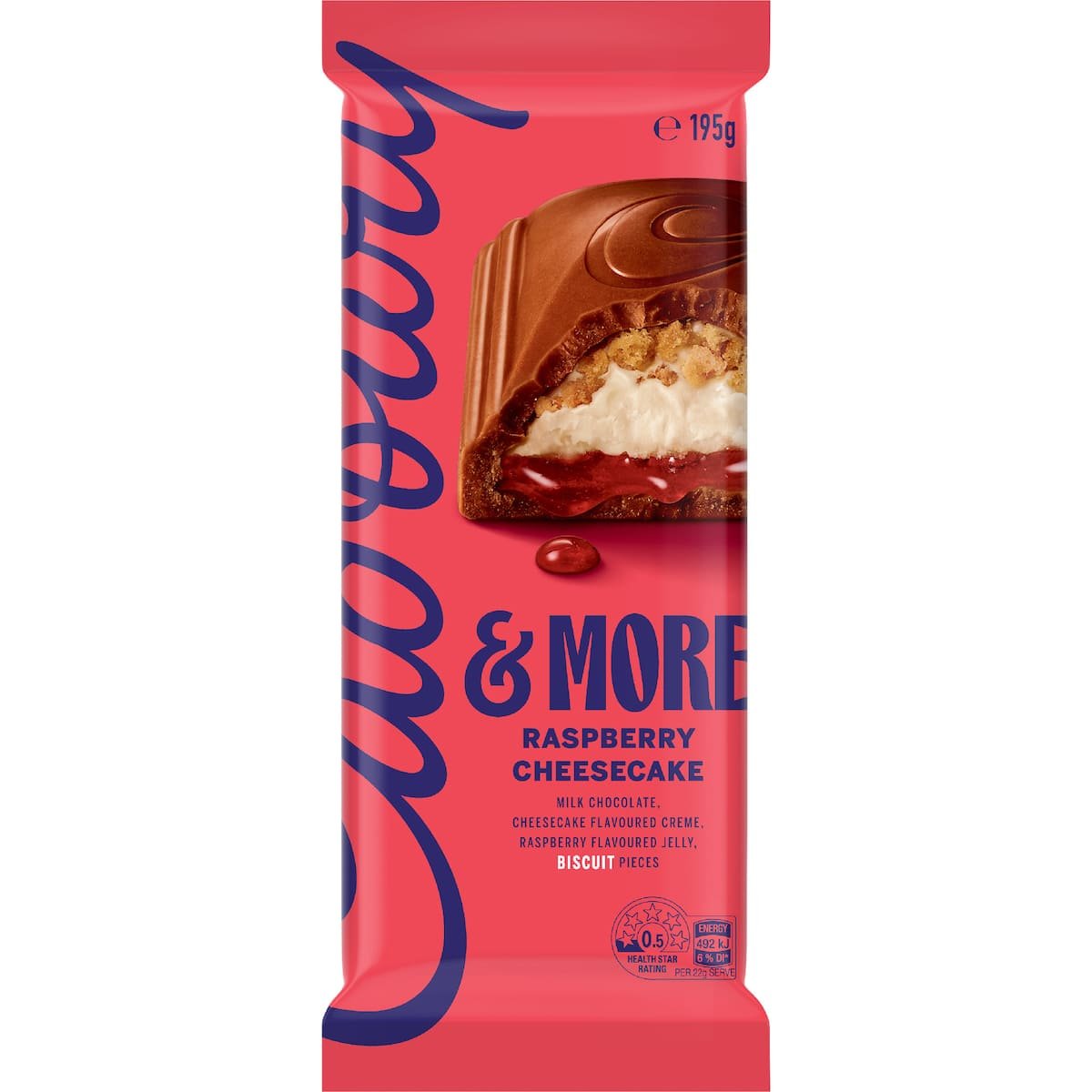 Cadbury & More Raspberry Cheesecake Chocolate Block 195g