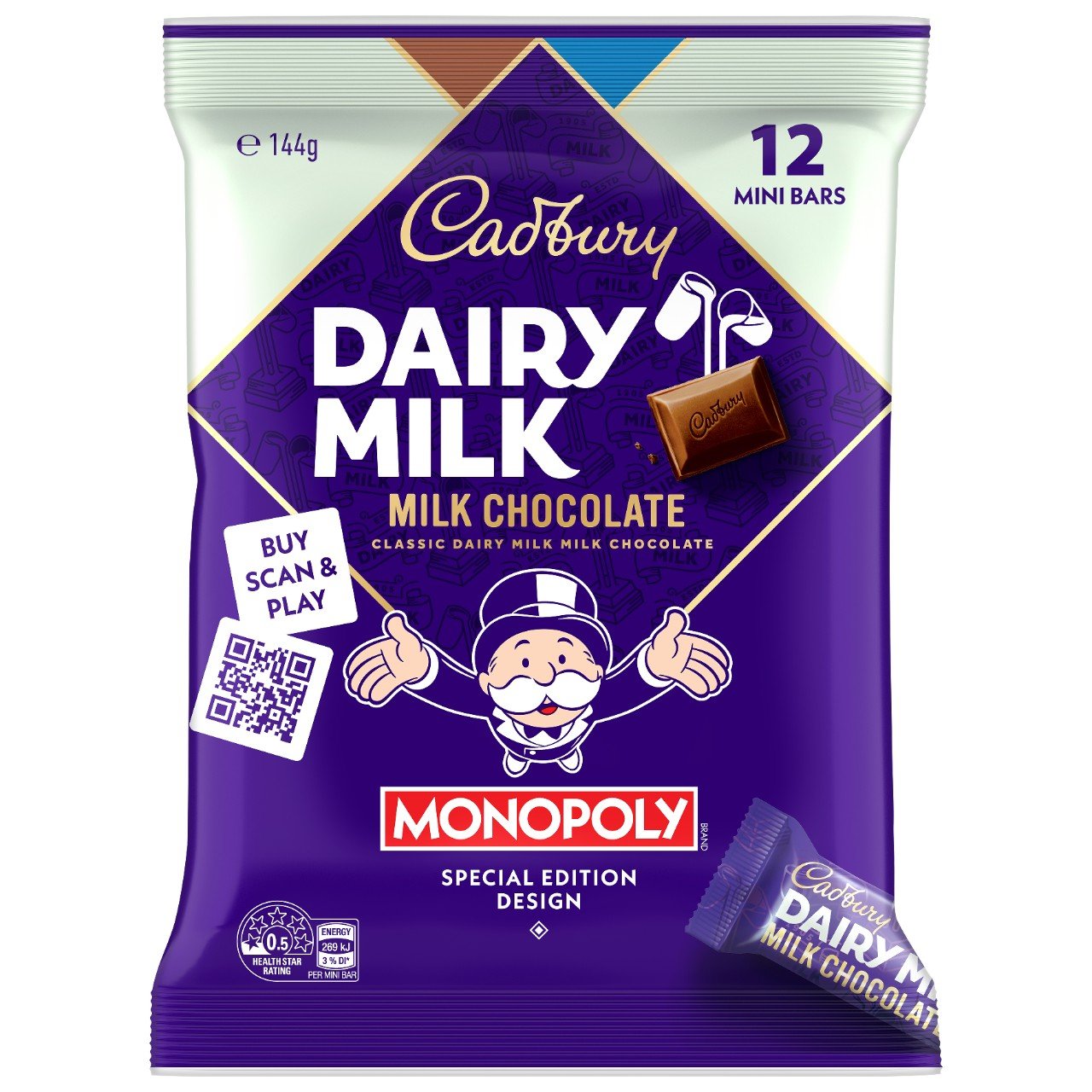 Cadbury Dairy Milk Chocolate Mini Bars 144g 12 pack