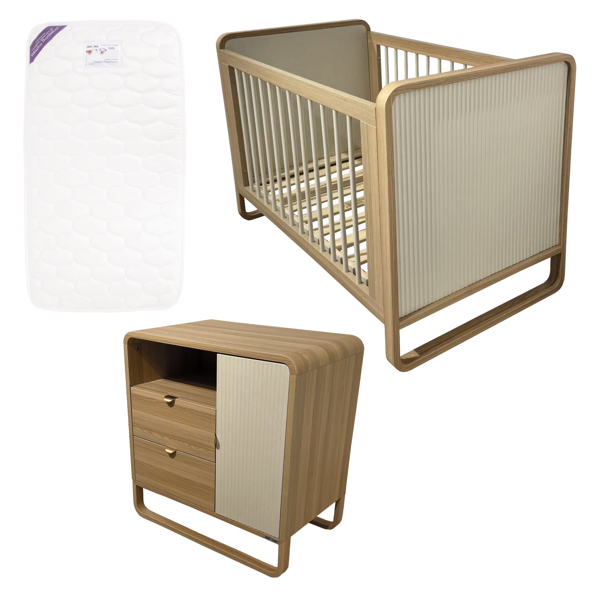Smart Waves Cot, Chest Love N Care Matress Package